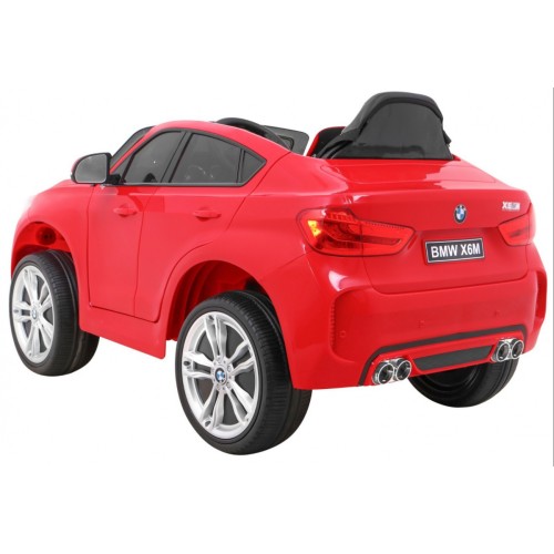 Elektrické dětské auto BMW X6M červené + dálkové ovládání + EVA + pomalý start + audio panel + LED