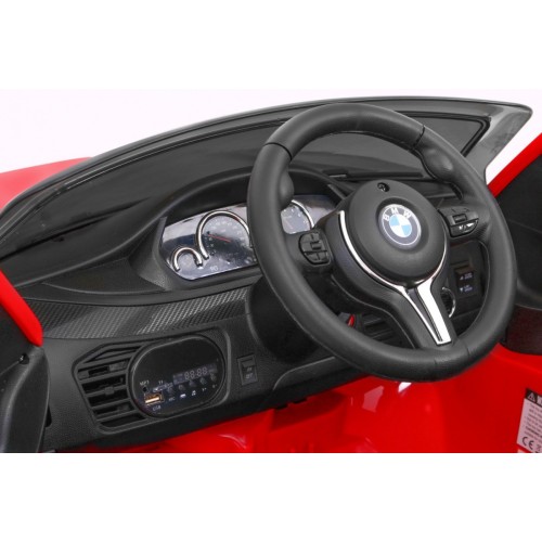 Elektrické dětské auto BMW X6M červené + dálkové ovládání + EVA + pomalý start + audio panel + LED