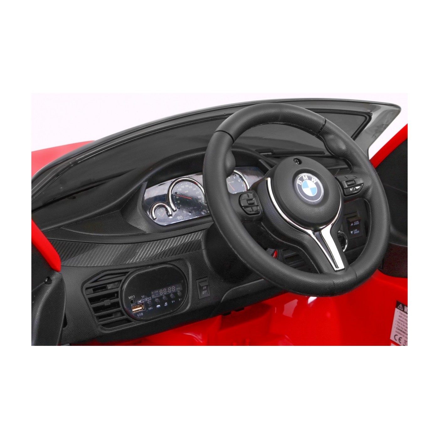 Elektrické dětské auto BMW X6M červené + dálkové ovládání + EVA + pomalý start + audio panel + LED
