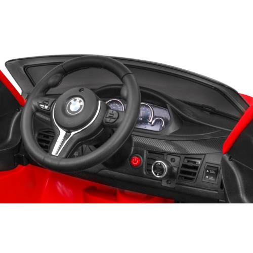 Elektrické dětské auto BMW X6M červené + dálkové ovládání + EVA + pomalý start + audio panel + LED