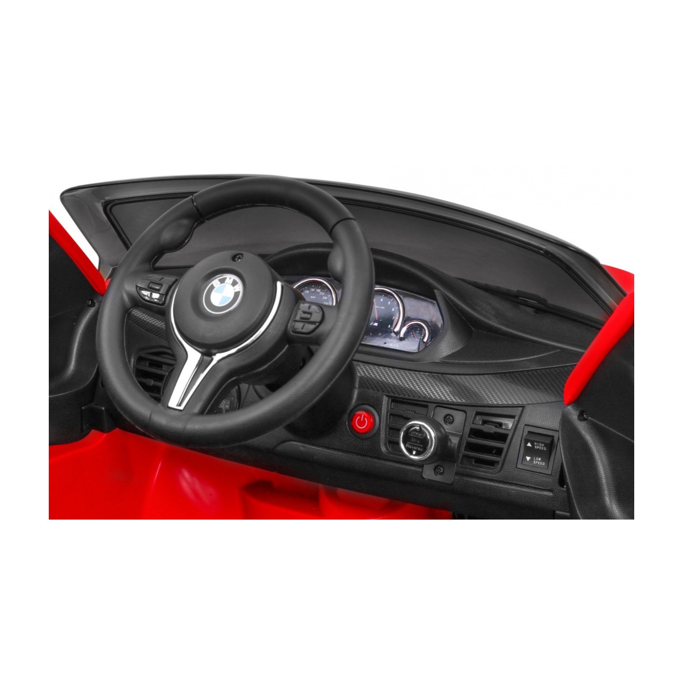 Elektrické dětské auto BMW X6M červené + dálkové ovládání + EVA + pomalý start + audio panel + LED