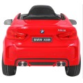 Elektrické dětské auto BMW X6M červené + dálkové ovládání + EVA + pomalý start + audio panel + LED