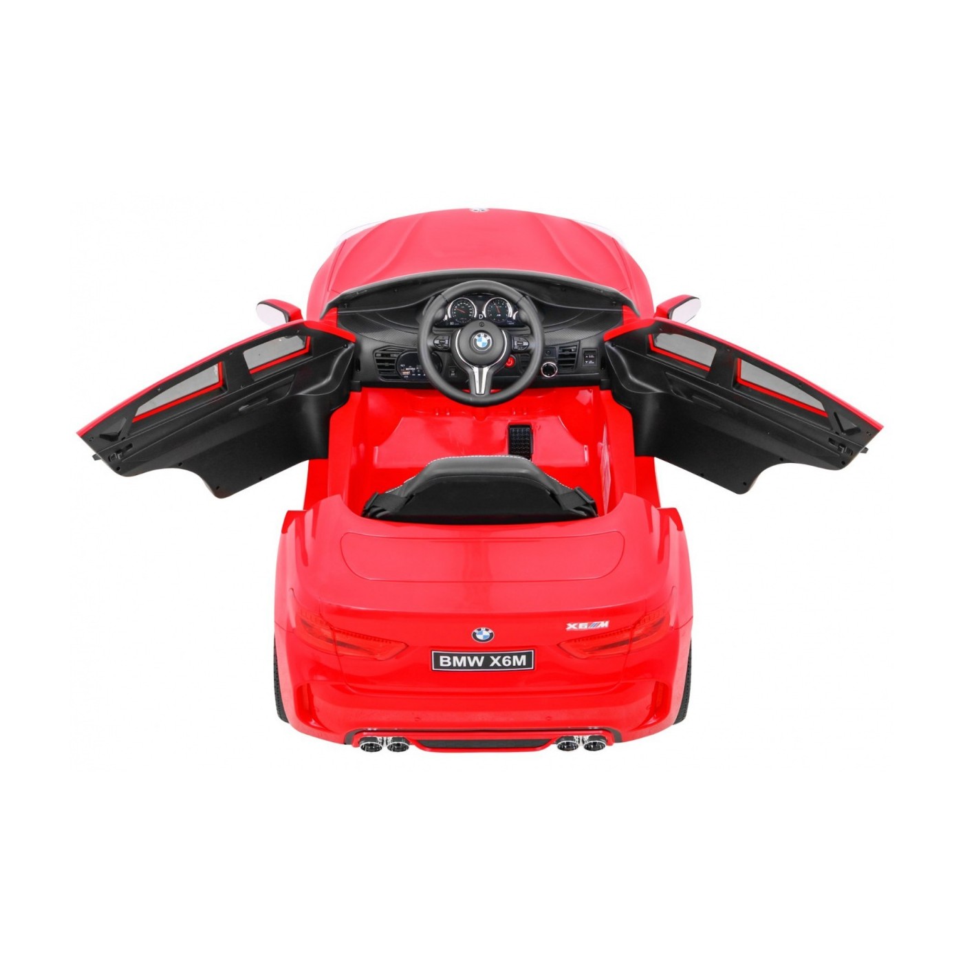 Elektrické dětské auto BMW X6M červené + dálkové ovládání + EVA + pomalý start + audio panel + LED