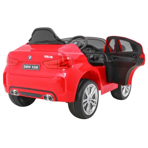 Elektrické dětské auto BMW X6M červené + dálkové ovládání + EVA + pomalý start + audio panel + LED