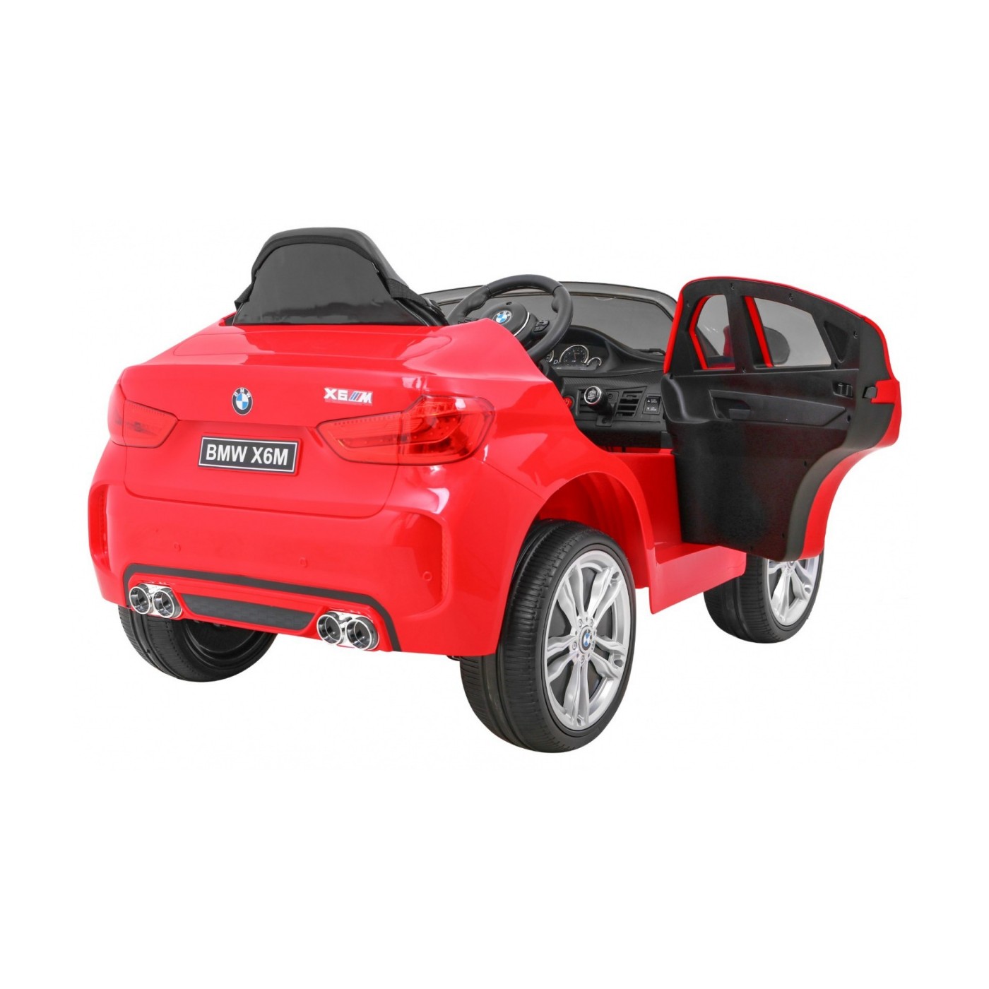 Elektrické dětské auto BMW X6M červené + dálkové ovládání + EVA + pomalý start + audio panel + LED