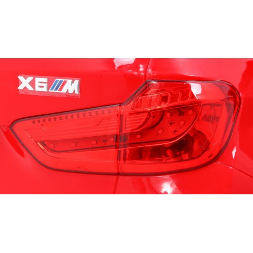 Elektrické dětské auto BMW X6M červené + dálkové ovládání + EVA + pomalý start + audio panel + LED