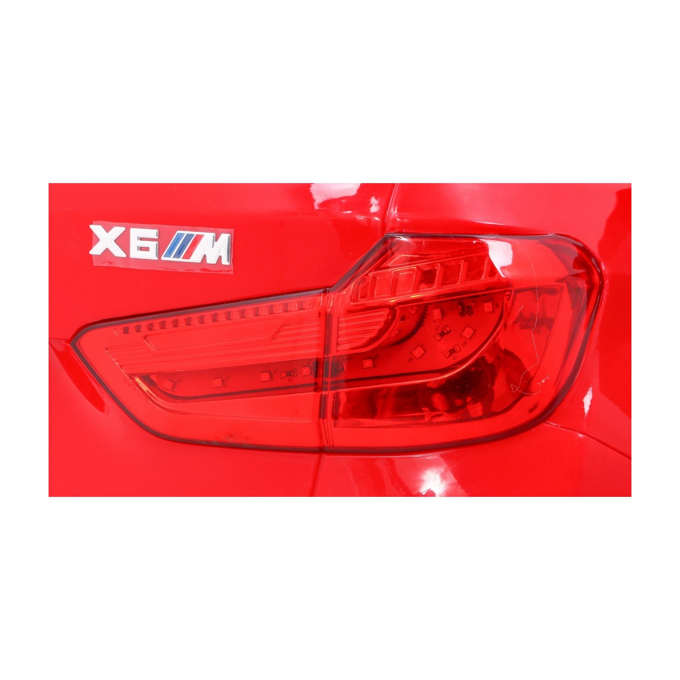 Elektrické dětské auto BMW X6M červené + dálkové ovládání + EVA + pomalý start + audio panel + LED