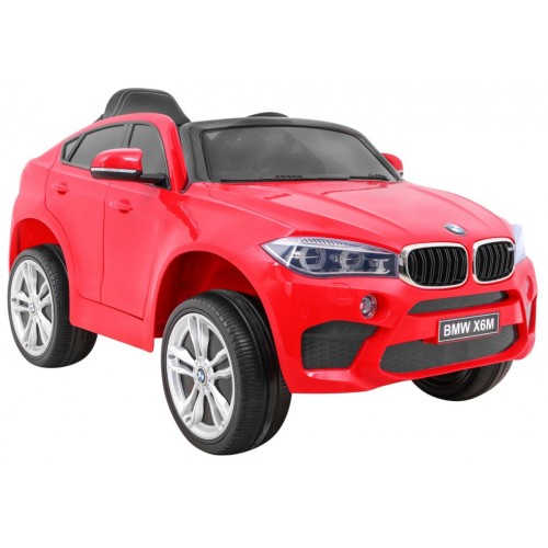 Elektrické dětské auto BMW X6M červené + dálkové ovládání + EVA + pomalý start + audio panel + LED