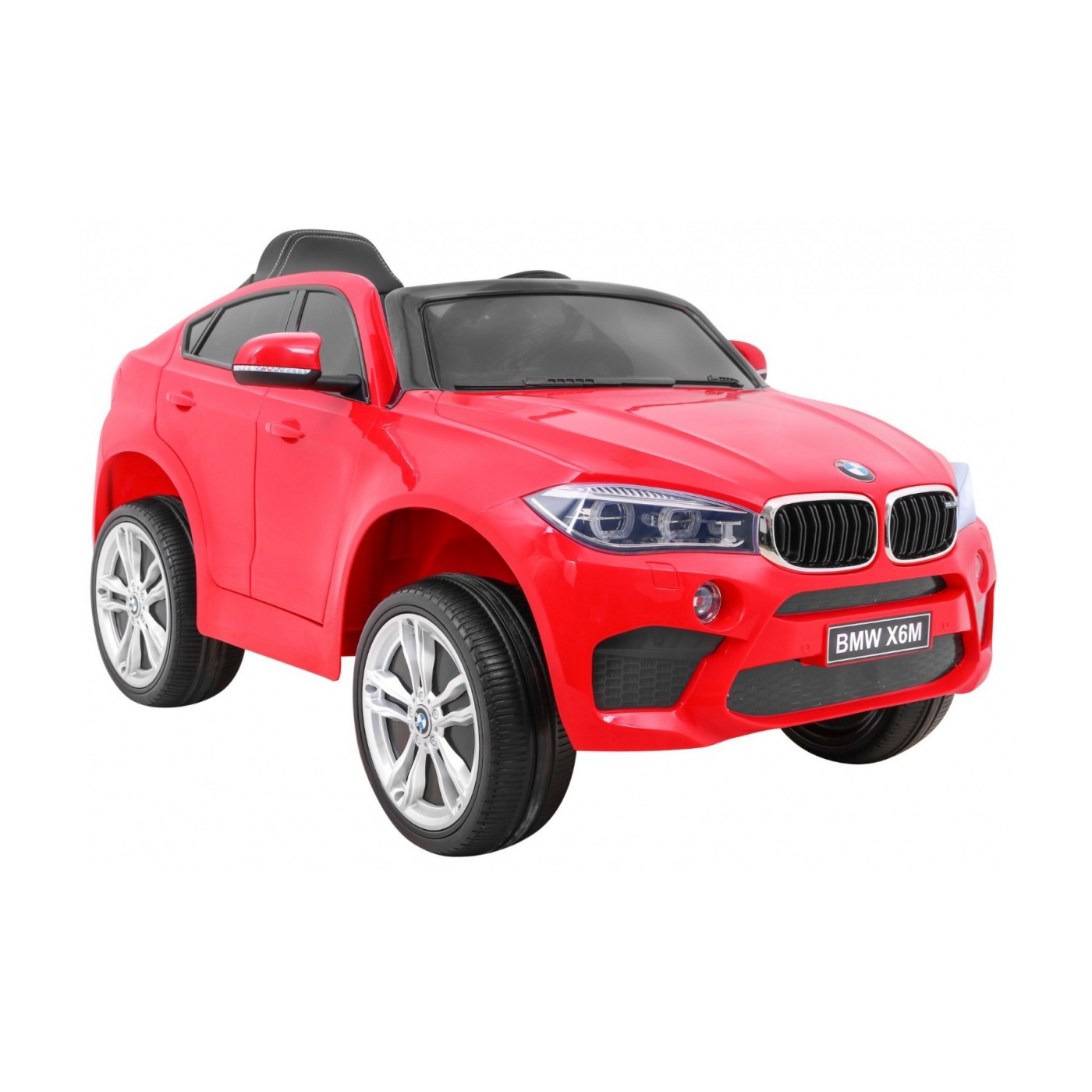 Elektrické dětské auto BMW X6M červené + dálkové ovládání + EVA + pomalý start + audio panel + LED