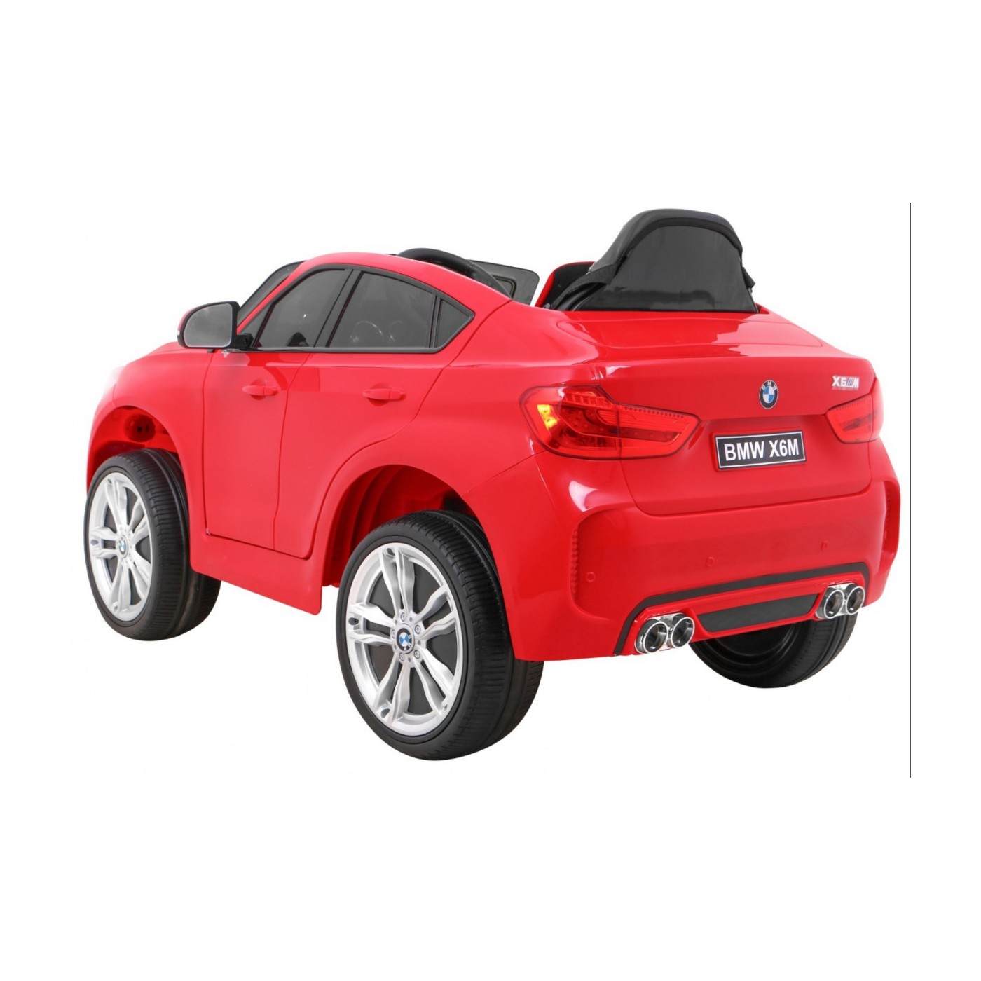 Elektrické dětské auto BMW X6M červené + dálkové ovládání + EVA + pomalý start + audio panel + LED