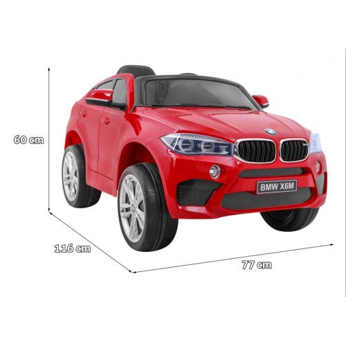 Elektrický lak na dětské auto BMW X6M červený + dálkové ovládání + EVA + pomalý start + audio + LED