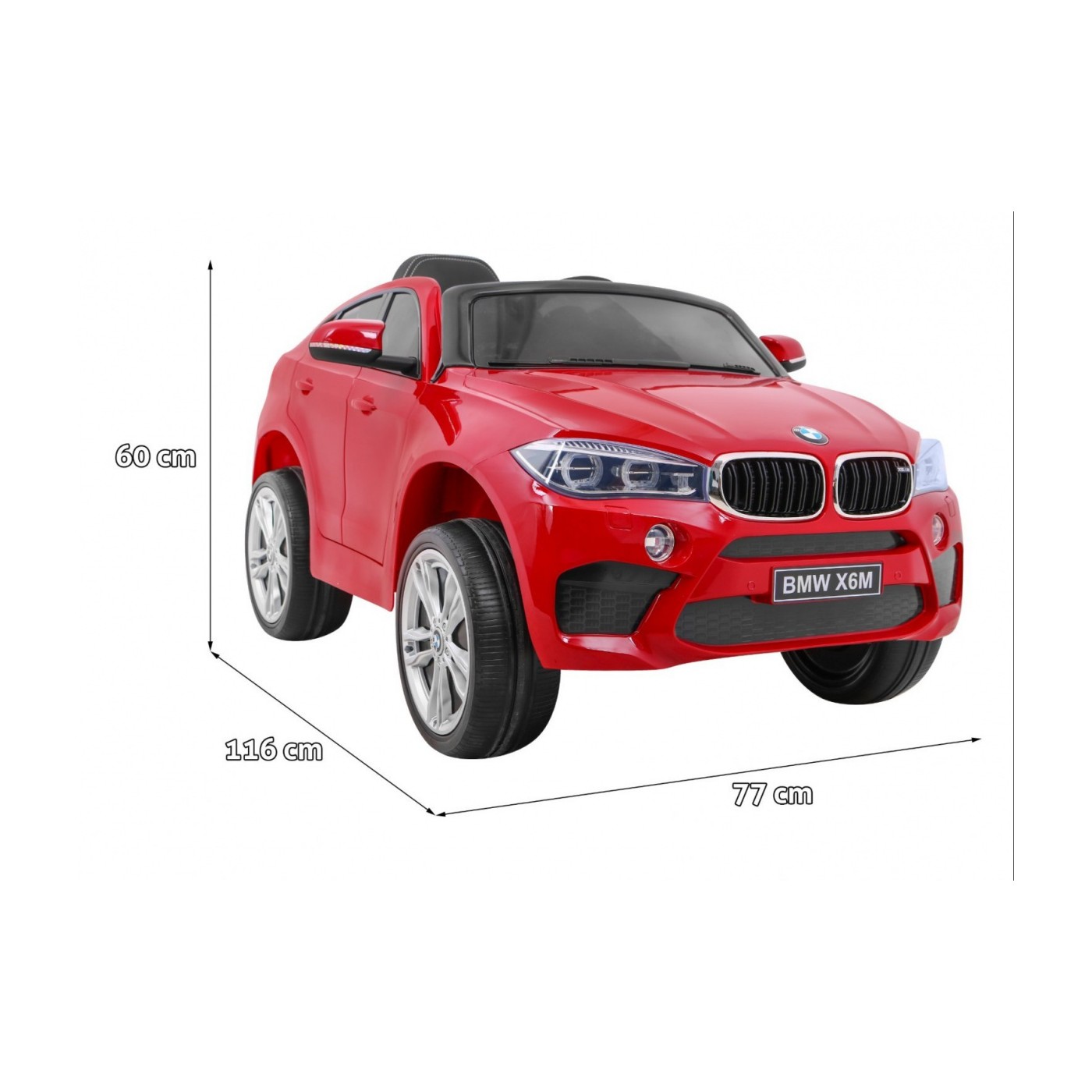 Elektrický lak na dětské auto BMW X6M červený + dálkové ovládání + EVA + pomalý start + audio + LED