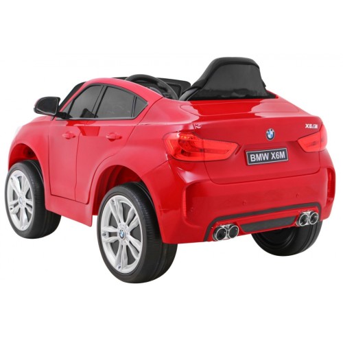 Elektrický lak na dětské auto BMW X6M červený + dálkové ovládání + EVA + pomalý start + audio + LED