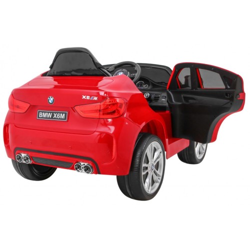 Elektrický lak na dětské auto BMW X6M červený + dálkové ovládání + EVA + pomalý start + audio + LED