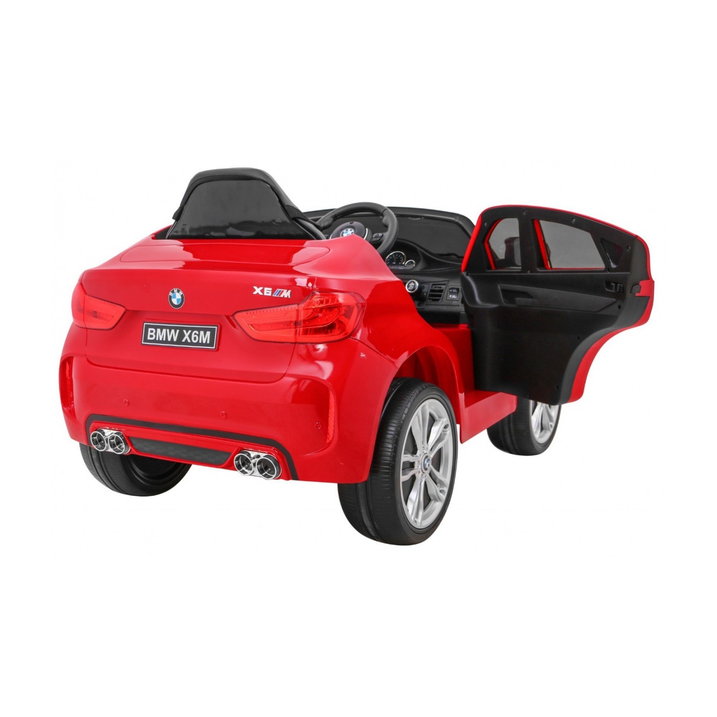 Elektrický lak na dětské auto BMW X6M červený + dálkové ovládání + EVA + pomalý start + audio + LED