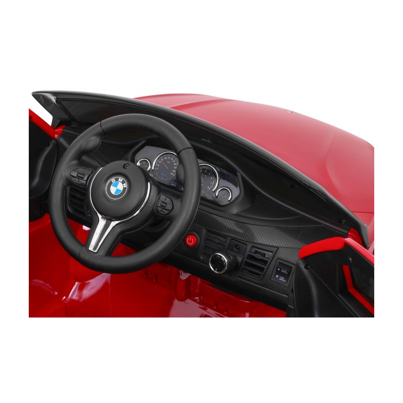 Elektrický lak na dětské auto BMW X6M červený + dálkové ovládání + EVA + pomalý start + audio + LED