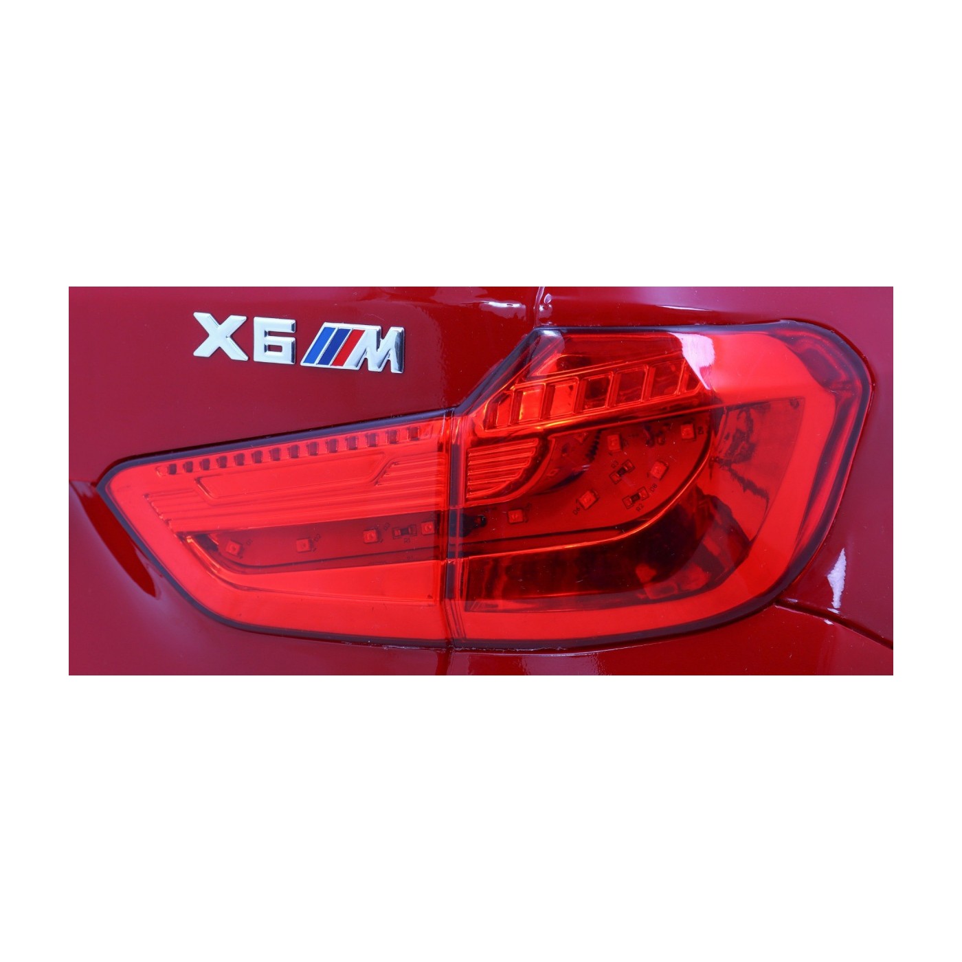 Elektrický lak na dětské auto BMW X6M červený + dálkové ovládání + EVA + pomalý start + audio + LED