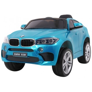 Elektrický lak na dětské auto BMW X6M modrý + dálkové ovládání + EVA + pomalý start + audio + LED