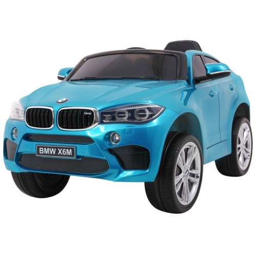 Elektrický lak na dětské auto BMW X6M modrý + dálkové ovládání + EVA + pomalý start + audio + LED