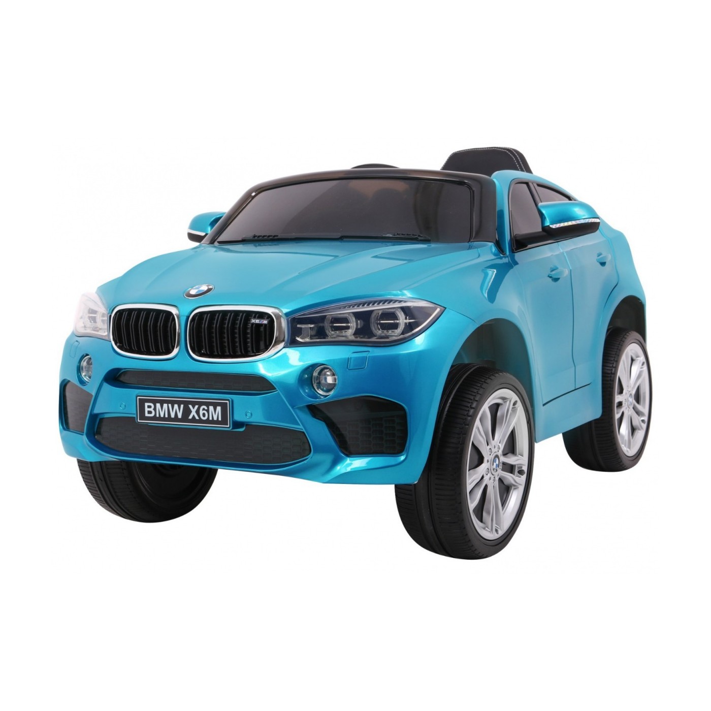 Elektrický lak na dětské auto BMW X6M modrý + dálkové ovládání + EVA + pomalý start + audio + LED