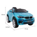 Elektrický lak na dětské auto BMW X6M modrý + dálkové ovládání + EVA + pomalý start + audio + LED
