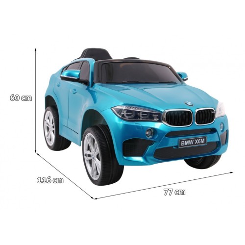 Elektrický lak na dětské auto BMW X6M modrý + dálkové ovládání + EVA + pomalý start + audio + LED