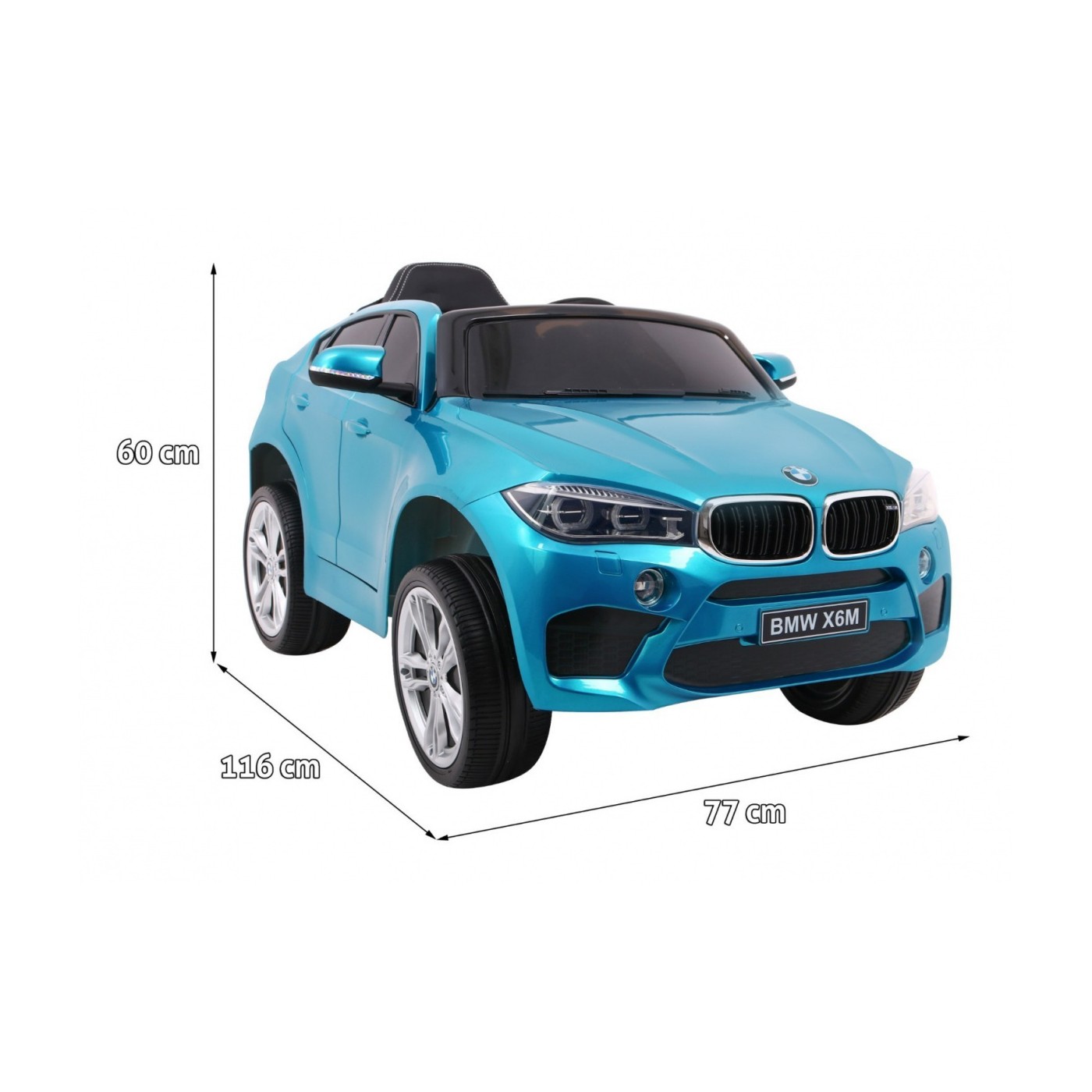 Elektrický lak na dětské auto BMW X6M modrý + dálkové ovládání + EVA + pomalý start + audio + LED