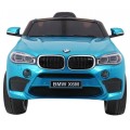 Elektrický lak na dětské auto BMW X6M modrý + dálkové ovládání + EVA + pomalý start + audio + LED