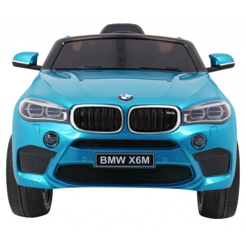 Elektrický lak na dětské auto BMW X6M modrý + dálkové ovládání + EVA + pomalý start + audio + LED
