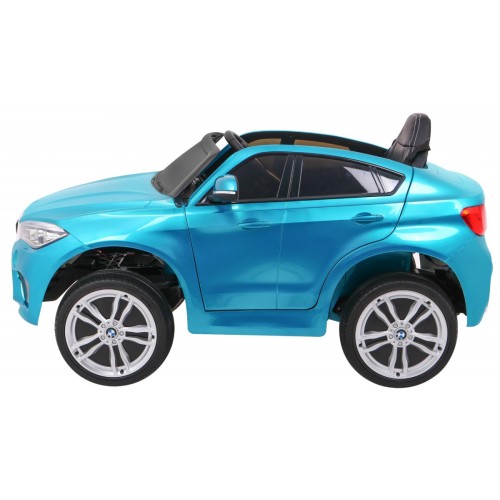 Elektrický lak na dětské auto BMW X6M modrý + dálkové ovládání + EVA + pomalý start + audio + LED