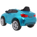 Elektrický lak na dětské auto BMW X6M modrý + dálkové ovládání + EVA + pomalý start + audio + LED