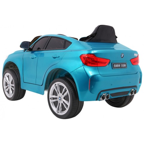 Elektrický lak na dětské auto BMW X6M modrý + dálkové ovládání + EVA + pomalý start + audio + LED