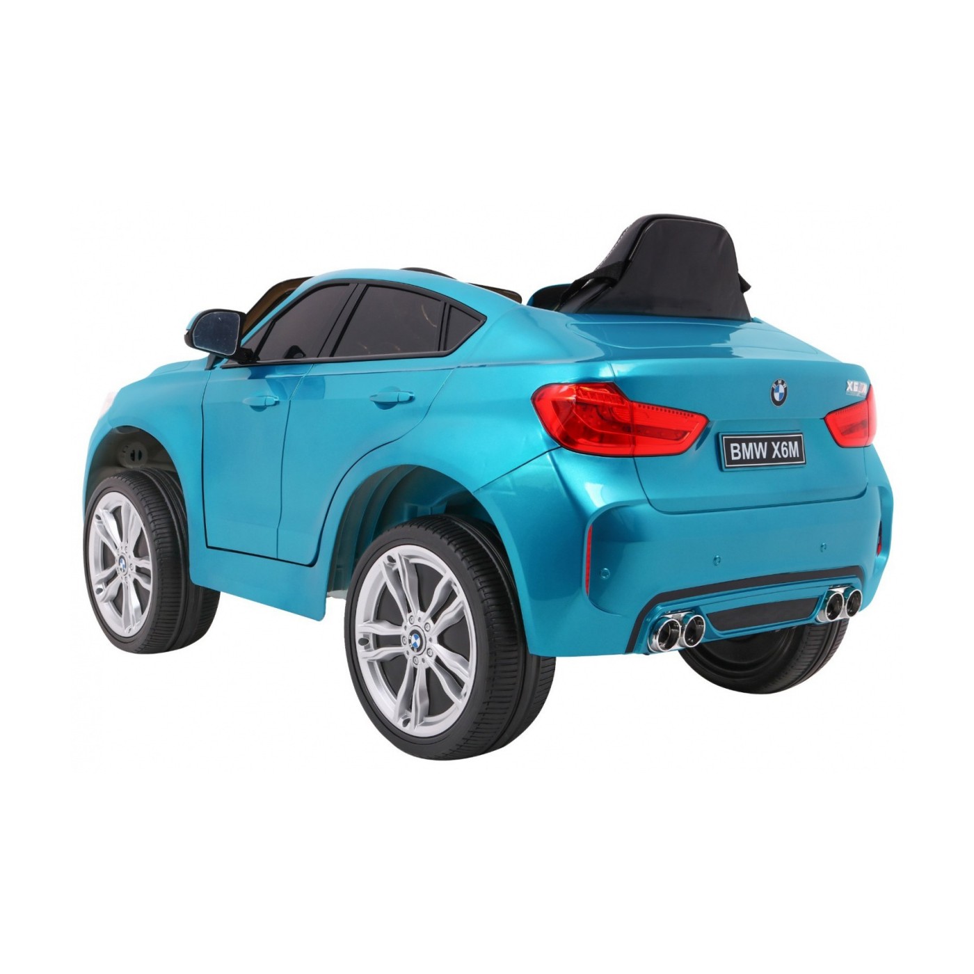 Elektrický lak na dětské auto BMW X6M modrý + dálkové ovládání + EVA + pomalý start + audio + LED