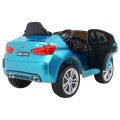 Elektrický lak na dětské auto BMW X6M modrý + dálkové ovládání + EVA + pomalý start + audio + LED