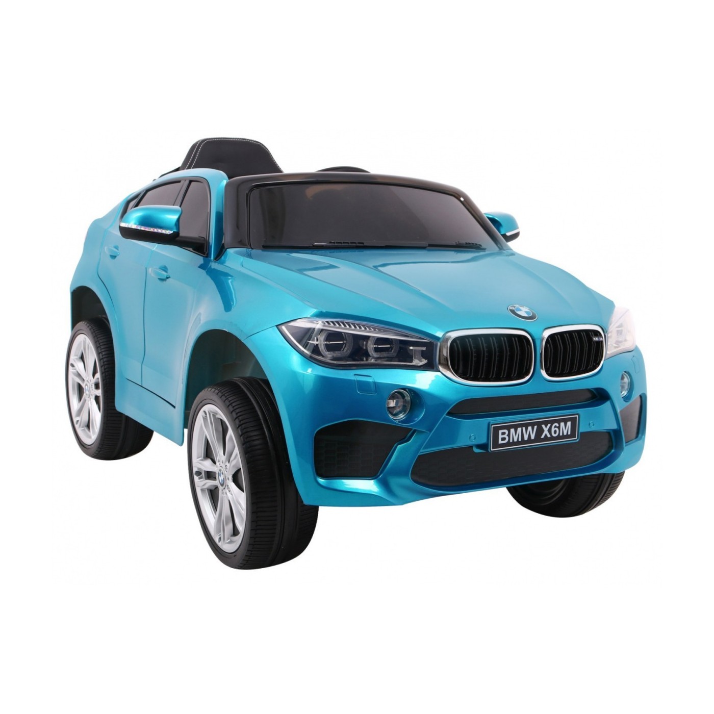 Elektrický lak na dětské auto BMW X6M modrý + dálkové ovládání + EVA + pomalý start + audio + LED