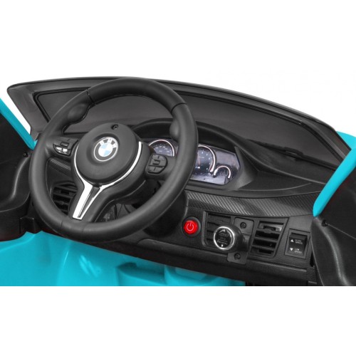 Elektrický lak na dětské auto BMW X6M modrý + dálkové ovládání + EVA + pomalý start + audio + LED