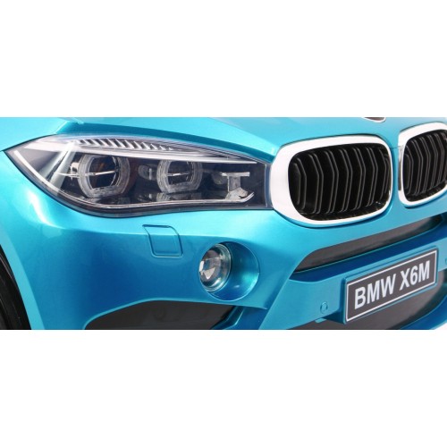 Elektrický lak na dětské auto BMW X6M modrý + dálkové ovládání + EVA + pomalý start + audio + LED