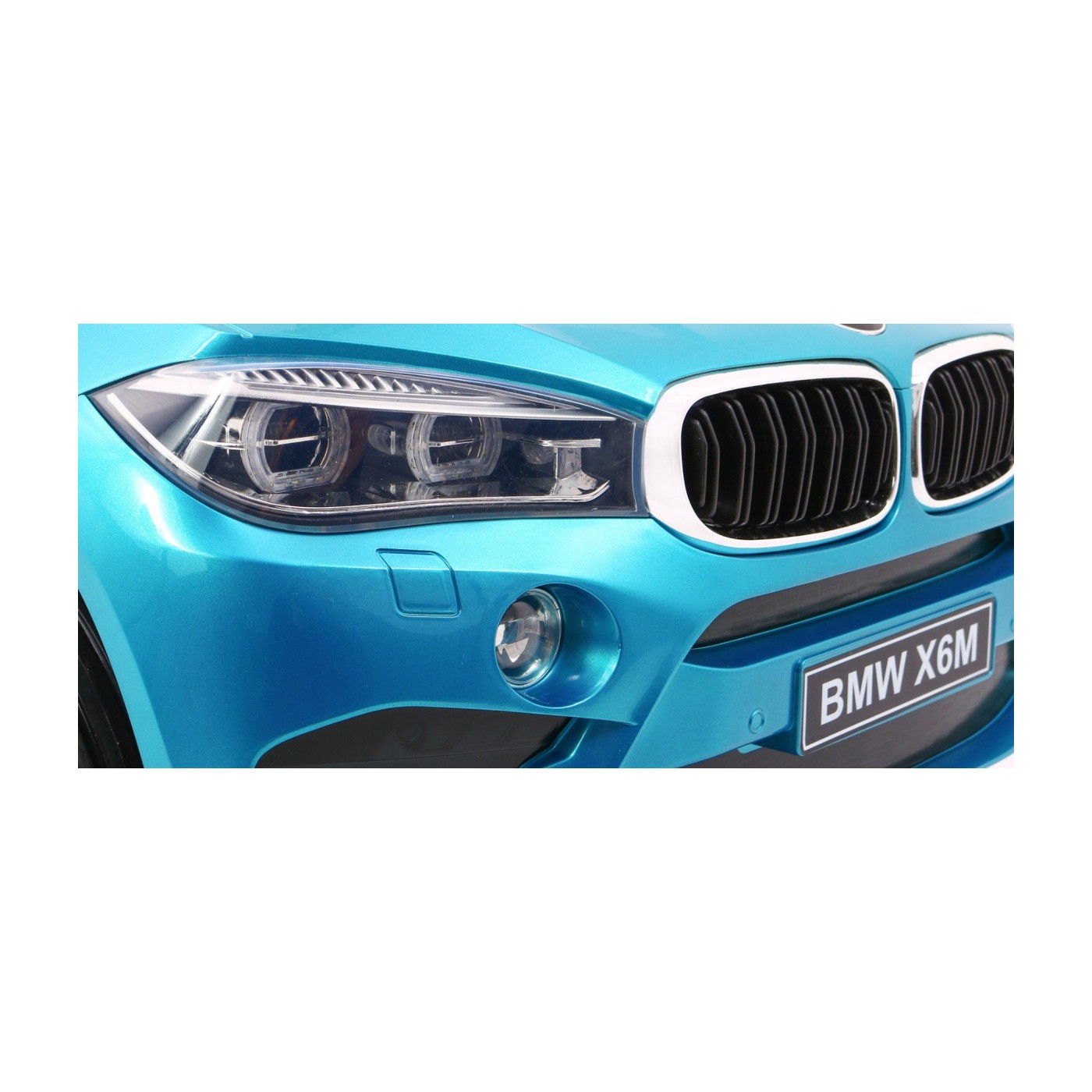 Elektrický lak na dětské auto BMW X6M modrý + dálkové ovládání + EVA + pomalý start + audio + LED