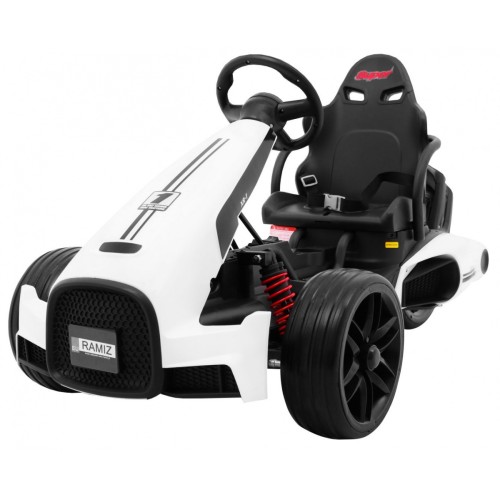 Baterie Go-kart XR-1 Dětské auto Bílá + Nastavitelný volant + Tvarované sedadlo
