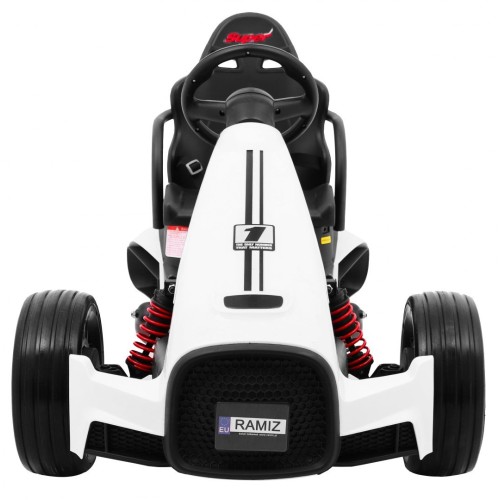 Baterie Go-kart XR-1 Dětské auto Bílá + Nastavitelný volant + Tvarované sedadlo