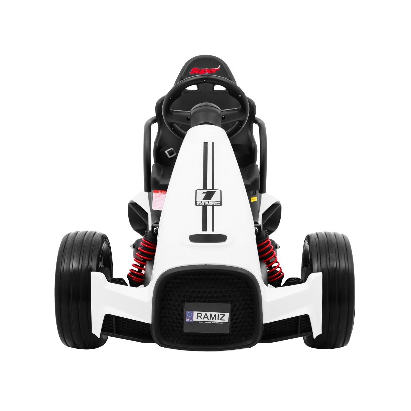 Baterie Go-kart XR-1 Dětské auto Bílá + Nastavitelný volant + Tvarované sedadlo