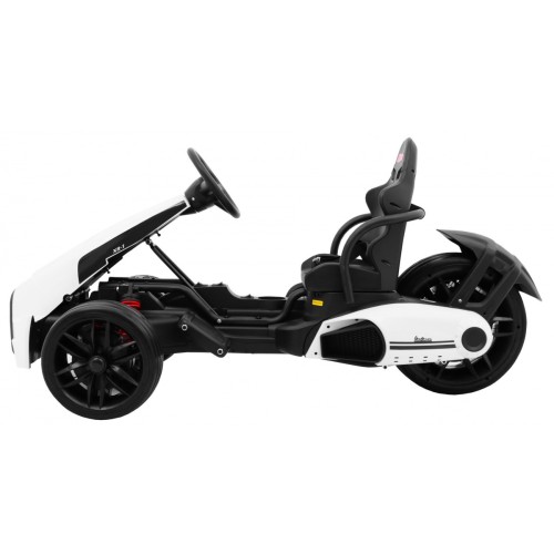 Baterie Go-kart XR-1 Dětské auto Bílá + Nastavitelný volant + Tvarované sedadlo