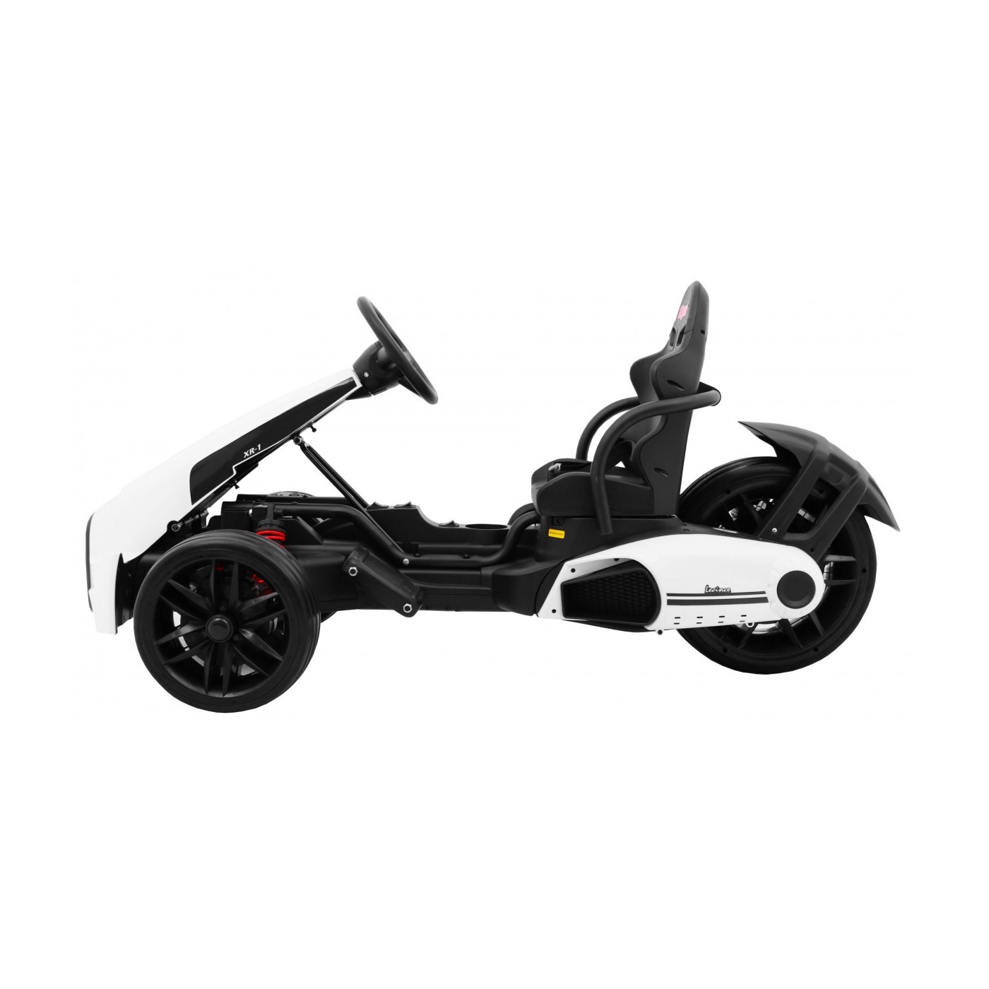 Baterie Go-kart XR-1 Dětské auto Bílá + Nastavitelný volant + Tvarované sedadlo