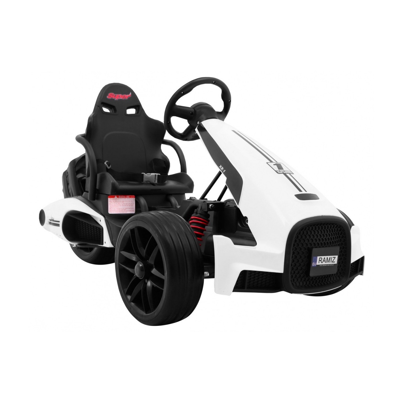 Baterie Go-kart XR-1 Dětské auto Bílá + Nastavitelný volant + Tvarované sedadlo