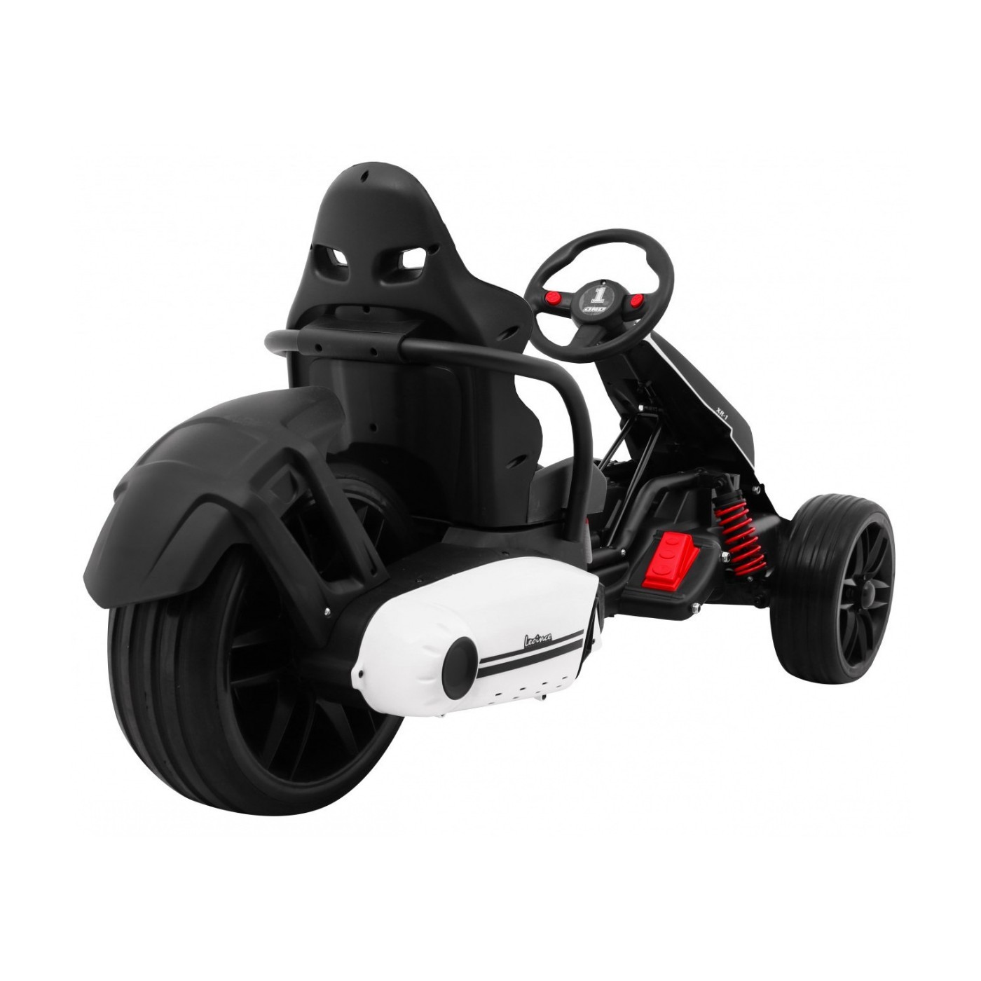 Baterie Go-kart XR-1 Dětské auto Bílá + Nastavitelný volant + Tvarované sedadlo