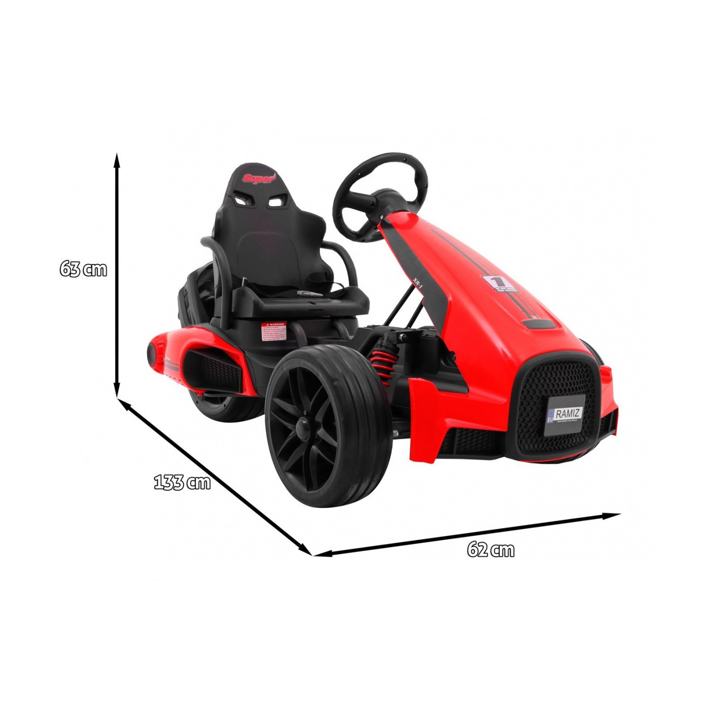 Bateriová motokára Kids XR-1 auto červená + nastavitelný volant + tvarované sedadlo