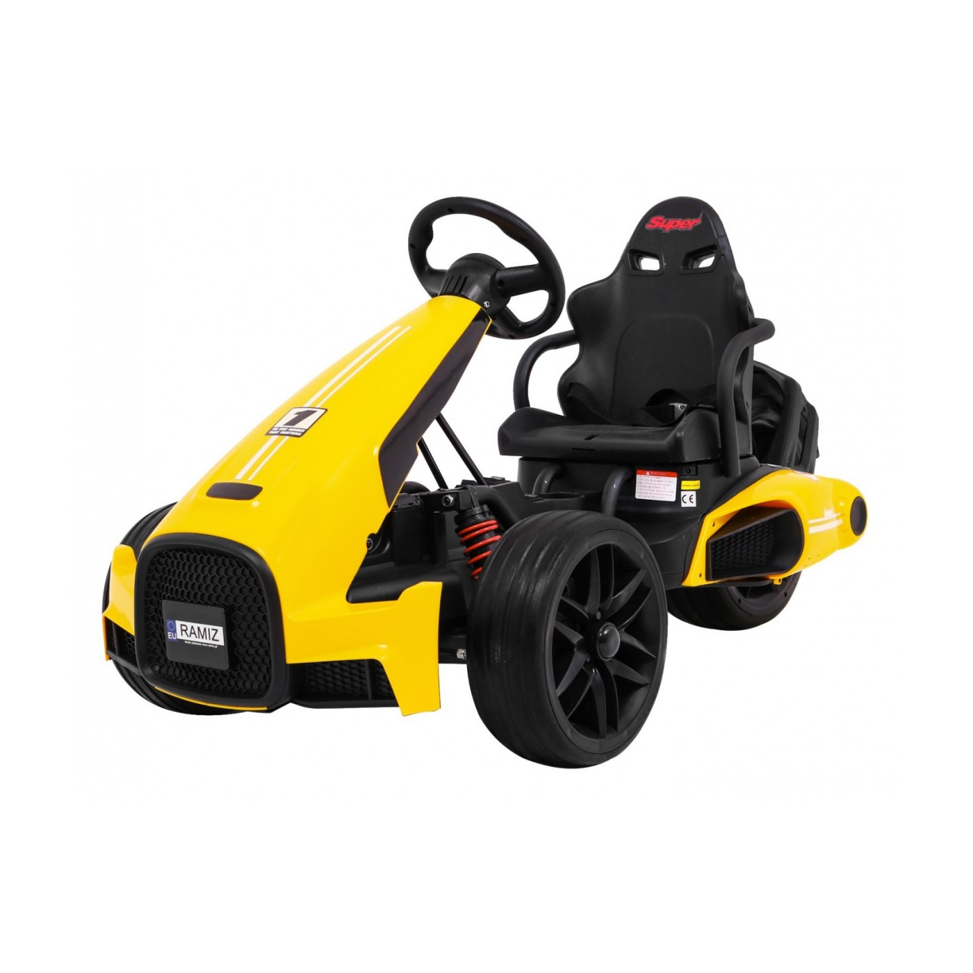 Motokára pro baterii auto XR-1 pro děti žlutý + nastavitelný volant + profilované sedadlo