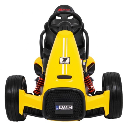 Motokára pro baterii auto XR-1 pro děti žlutý + nastavitelný volant + profilované sedadlo