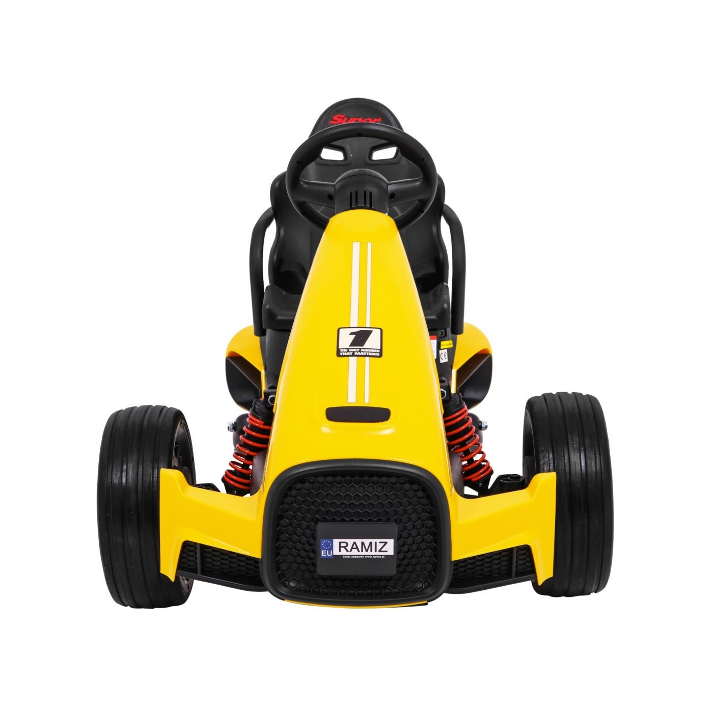 Motokára pro baterii auto XR-1 pro děti žlutý + nastavitelný volant + profilované sedadlo