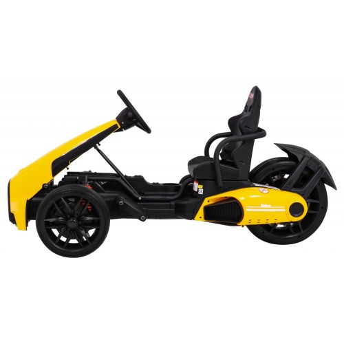 Motokára pro baterii auto XR-1 pro děti žlutý + nastavitelný volant + profilované sedadlo